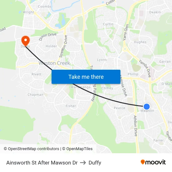 Ainsworth St After Mawson Dr to Duffy map