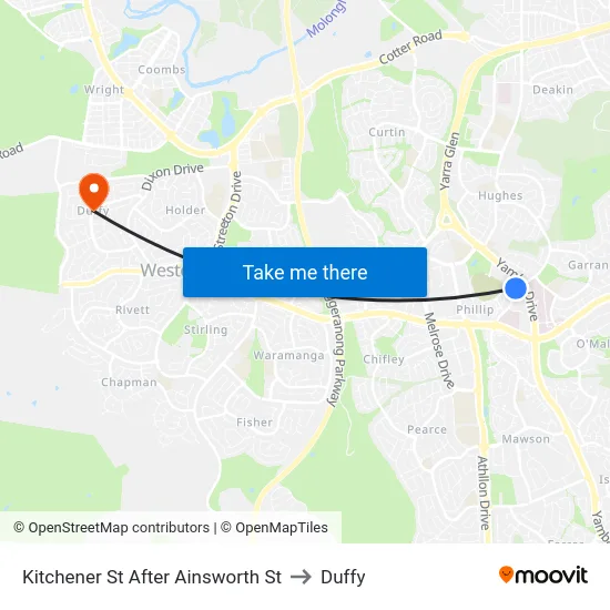 Kitchener St After Ainsworth St to Duffy map