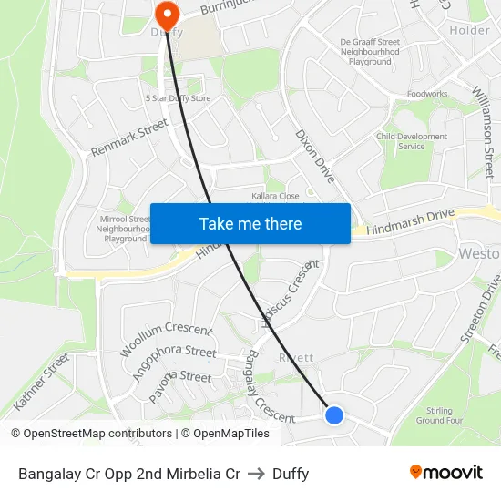 Bangalay Cr Opp 2nd Mirbelia Cr to Duffy map
