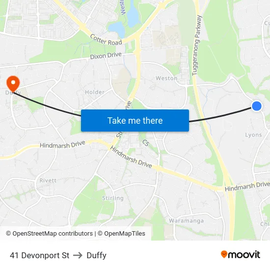 41 Devonport St to Duffy map