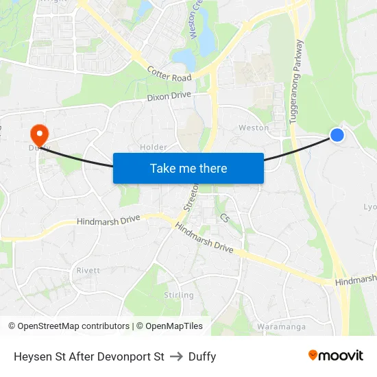 Heysen St After Devonport St to Duffy map