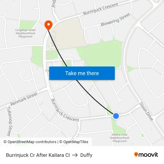 Burrinjuck Cr After Kallara Cl to Duffy map