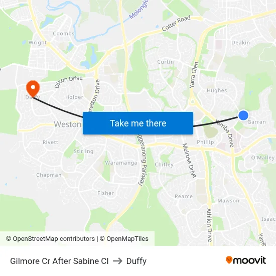Gilmore Cr After Sabine Cl to Duffy map