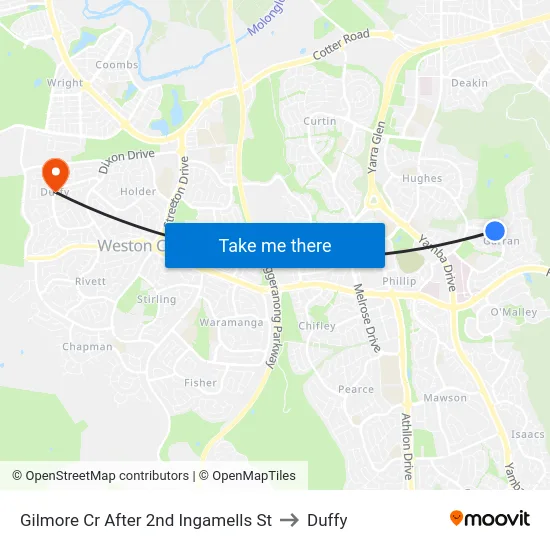 Gilmore Cr After 2nd Ingamells St to Duffy map