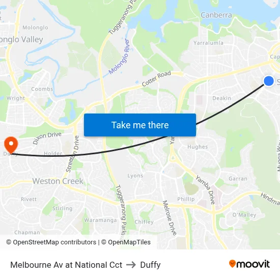 Melbourne Av at National Cct to Duffy map