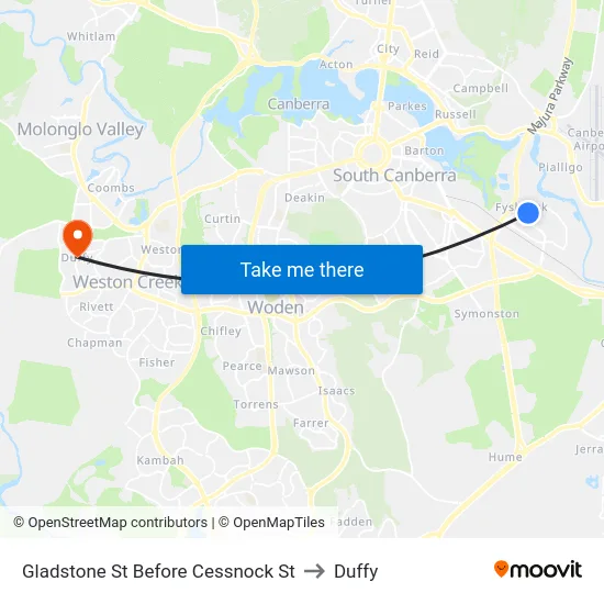 Gladstone St Before Cessnock St to Duffy map