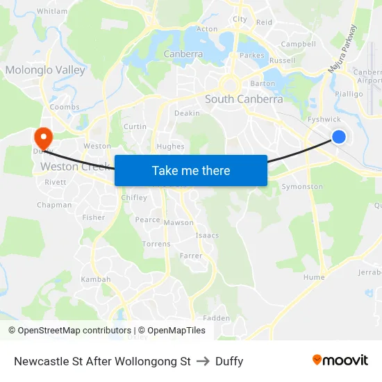 Newcastle St After Wollongong St to Duffy map