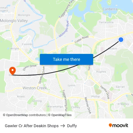 Gawler Cr After Deakin Shops to Duffy map
