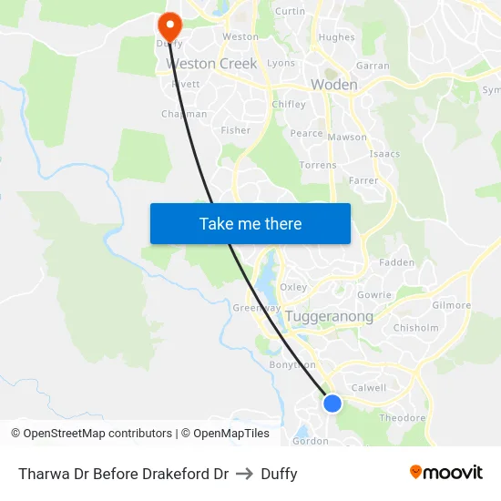 Tharwa Dr Before Drakeford Dr to Duffy map