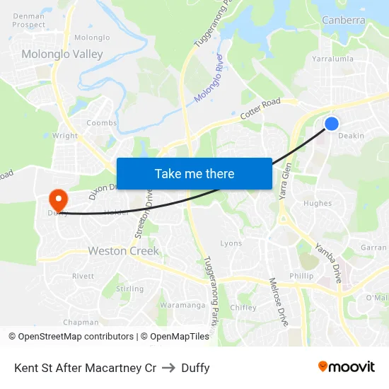 Kent St After Macartney Cr to Duffy map