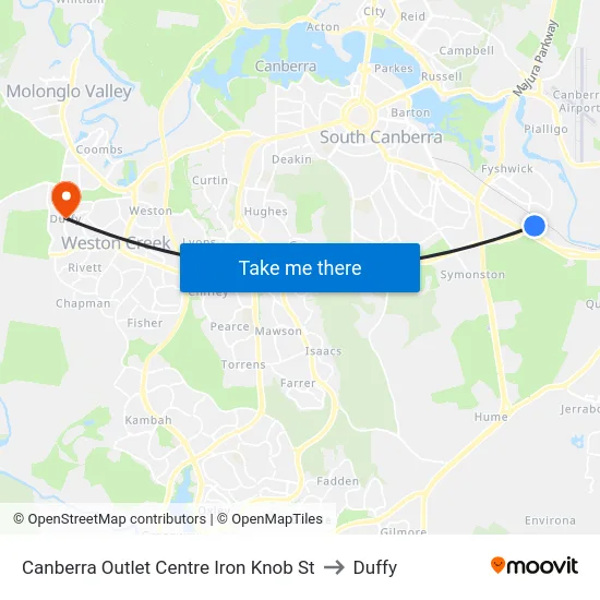 Canberra Outlet Centre Iron Knob St to Duffy map