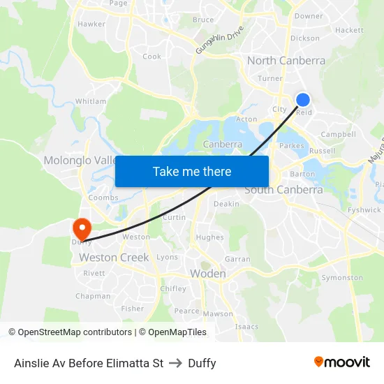 Ainslie Av Before Elimatta St to Duffy map