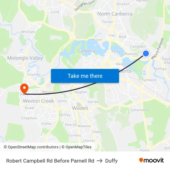 Robert Campbell Rd Before Parnell Rd to Duffy map