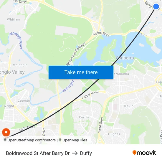 Boldrewood St After Barry Dr to Duffy map