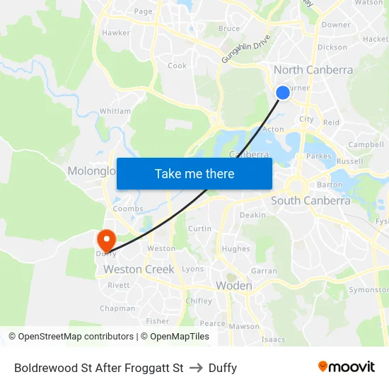 Boldrewood St After Froggatt St to Duffy map