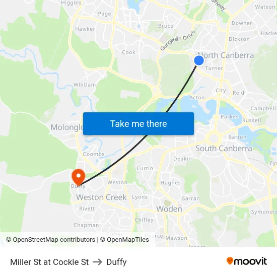Miller St at Cockle St to Duffy map