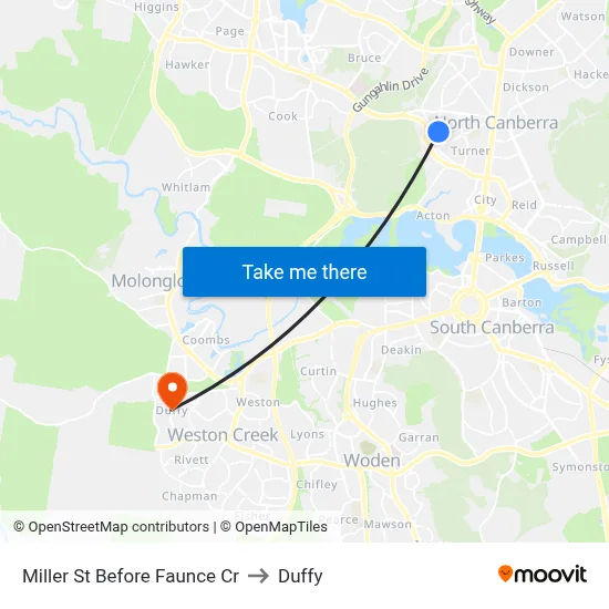 Miller St Before Faunce Cr to Duffy map