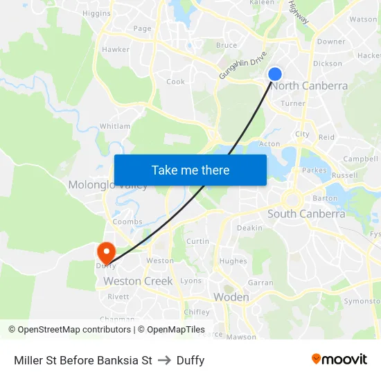 Miller St Before Banksia St to Duffy map