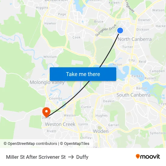 Miller St After Scrivener St to Duffy map