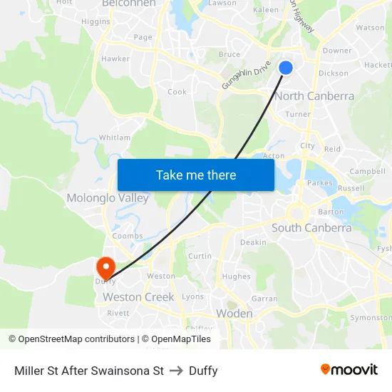 Miller St After Swainsona St to Duffy map