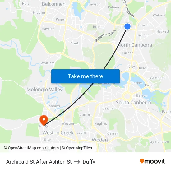 Archibald St After Ashton St to Duffy map