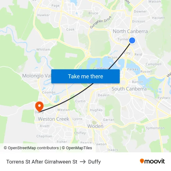 Torrens St After Girrahween St to Duffy map