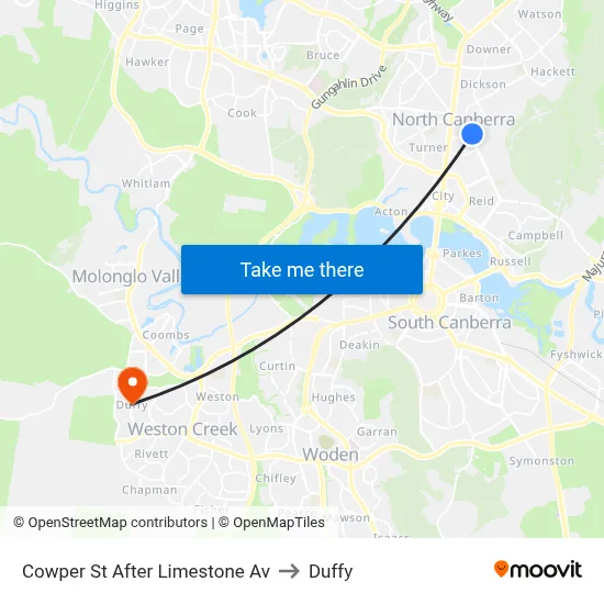 Cowper St After Limestone Av to Duffy map