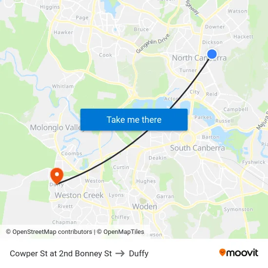 Cowper St at 2nd Bonney St to Duffy map