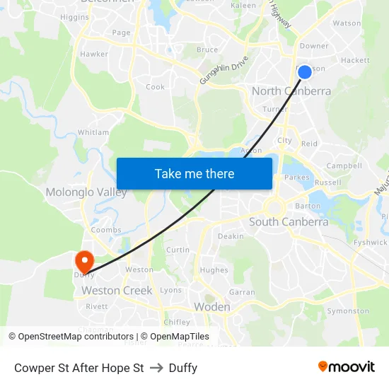 Cowper St After Hope St to Duffy map