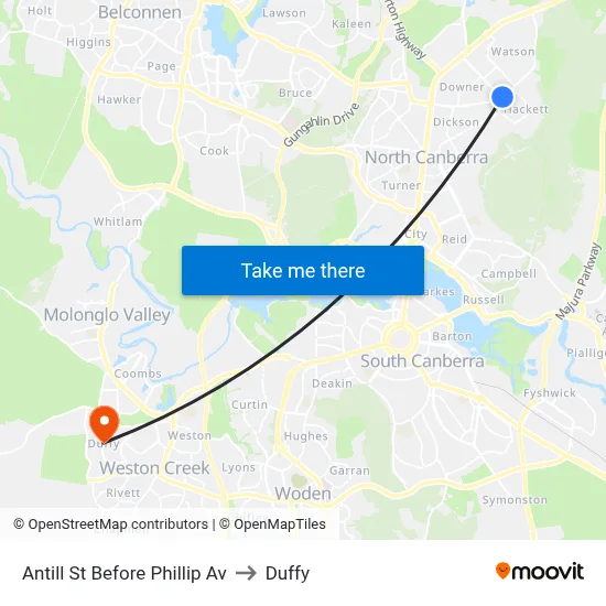 Antill St Before Phillip Av to Duffy map