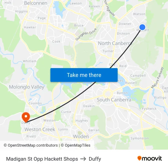 Madigan St Opp Hackett Shops to Duffy map