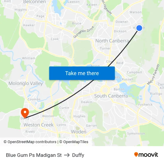 Blue Gum Ps Madigan St to Duffy map
