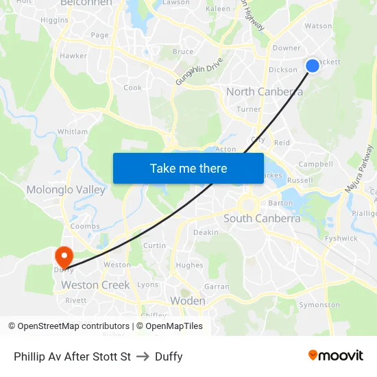 Phillip Av After Stott St to Duffy map