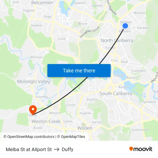 Melba St at Allport St to Duffy map