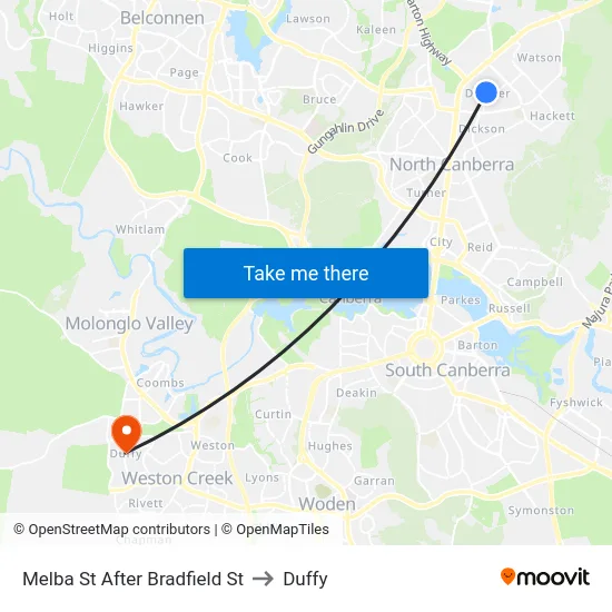 Melba St After Bradfield St to Duffy map