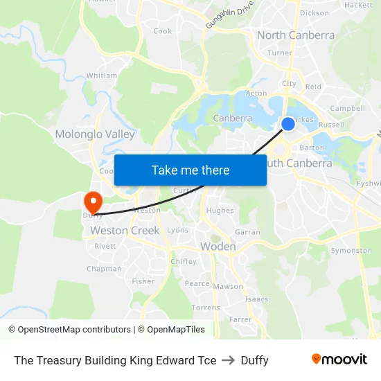 The Treasury Building King Edward Tce to Duffy map