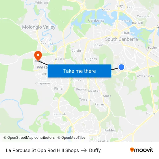 La Perouse St Opp Red Hill Shops to Duffy map