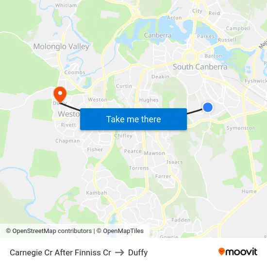 Carnegie Cr After Finniss Cr to Duffy map