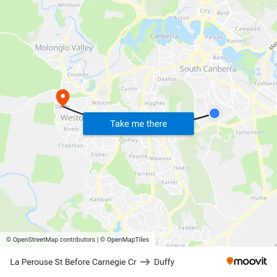 La Perouse St Before Carnegie Cr to Duffy map