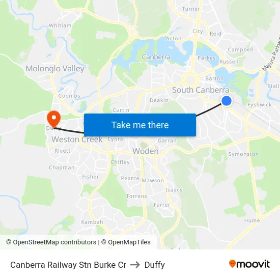 Canberra Railway Stn Burke Cr to Duffy map