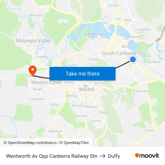 Wentworth Av Opp Canberra Railway Stn to Duffy map
