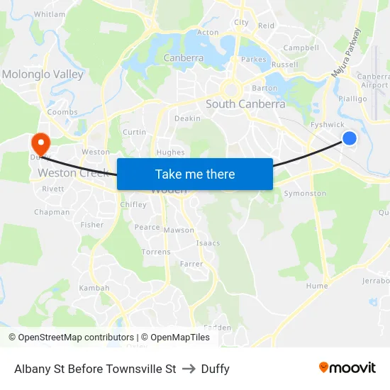 Albany St Before Townsville St to Duffy map