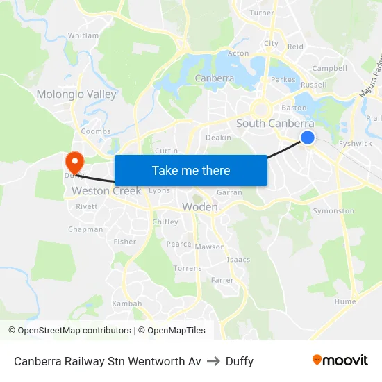 Canberra Railway Stn Wentworth Av to Duffy map