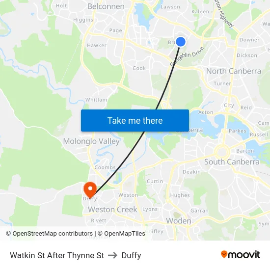 Watkin St After Thynne St to Duffy map