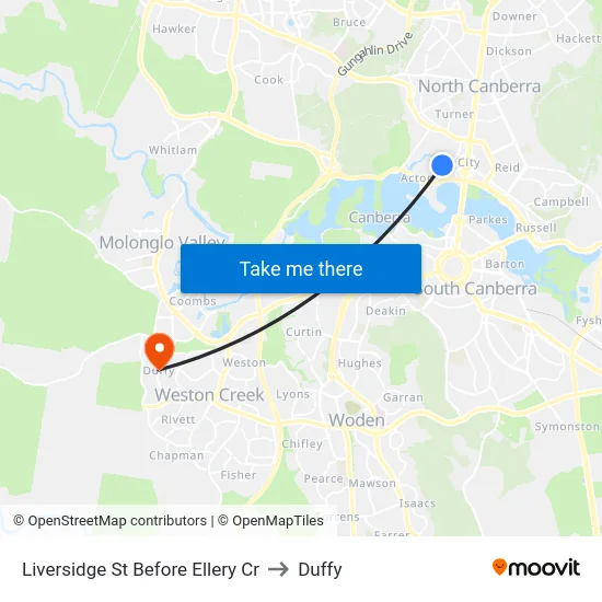 Liversidge St Before Ellery Cr to Duffy map