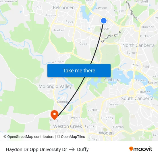 Haydon Dr Opp University Dr to Duffy map