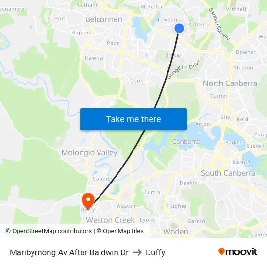 Maribyrnong Av After Baldwin Dr to Duffy map