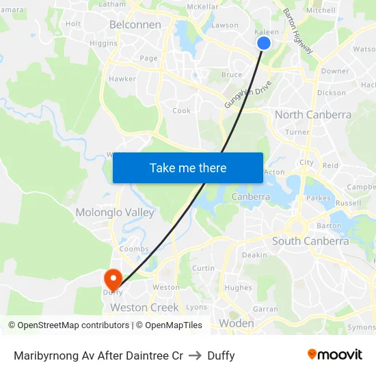 Maribyrnong Av After Daintree Cr to Duffy map