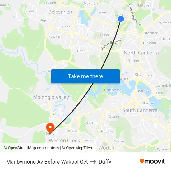 Maribyrnong Av Before Wakool Cct to Duffy map