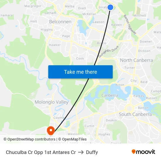 Chuculba Cr Opp 1st Antares Cr to Duffy map
